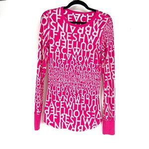 Lululemon Pink Graphic Long Sleeve Shirr